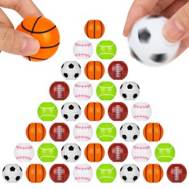 Ainiv 36 PCS Sports Balls Spinner Hand Fidget Spinner Balls, Sports Party Bag Fillers for Kids Hard, 3.5CM/1.3" Rotatable Fidget Balls, Stress Relief Football Basketball Tennis Toys for Kids Adults