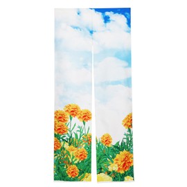 next.design Noren Noren, 70.9 inches (180 cm) Length, Marigold, Flower, Long, Decorative, Stylish, Japanese, Modern, Northern Europe, Long, Cute, Tension Rod, Noren, Room Divider, Closet, Washroom,