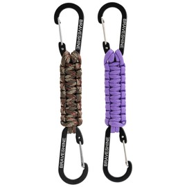 BRAVESHINE Double Head Paracord Braided Carabiner Paracord Lanyard Keychain Keychain Outdoor Camping Hook Hanger, Black