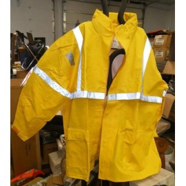 Abel NWT Yellow Safety Reflective Rain Suit - Jacket w Hood and Pants - Abel 2XL