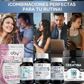 Oby Magnesio Complex 5 Citrato, BisGlicinato, Treonato, Gluconato y Taurato  Sin Oxido  Alta Absorción y Biodisponibilidad  Minerales Quelados,...    