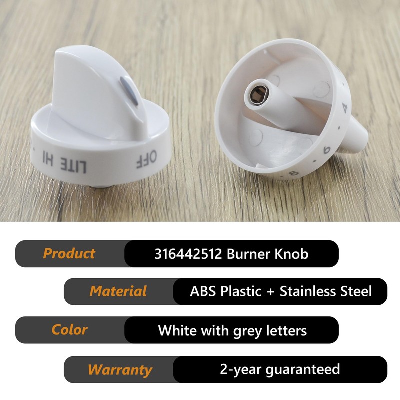 GYOFFULL 316442512 Stove Knob White Gas Oven Range Control Assembly