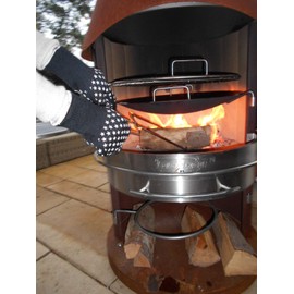 HOGACA Perfect Premium Barbecue Baking Fireplace Gloves, Oven Gloves, Heat Protection Gloves, BBQ Barbecue Gloves, Pack of 2, Heat Resistant up to 350 °C Short up to 500 °C, CE Mark EN 407 4343xx