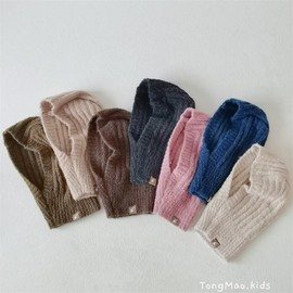 Kids' Morandi Color Wool Balaclava Hat with Integrated Scarf for Fall/Winter LF2217 Free Size / 48-52CM Pink 3ea