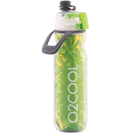 O2COOL Mist 'N Sip Botella de Agua nebulizada 2 en 1 Función de Niebla y sorbo sin Fugas Boquilla Superior Botella de Agua Deportiva Botella de Agua Reutilizable - 20 oz (Verde craquelado)