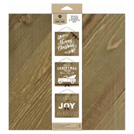 Hampton Art 11.5" x 11.5" Plank and Stencil Kit Rustic Wood