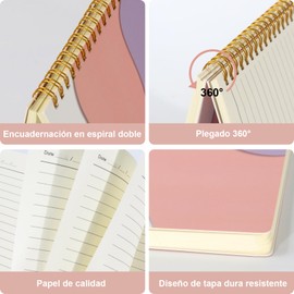 4 Pieces Cuadernos De Espiral, Libreta De Notas A5, Cuaderno en Espiral con Rayas Con 160 Pages, Adecuado Para Oficina, Material Escolar