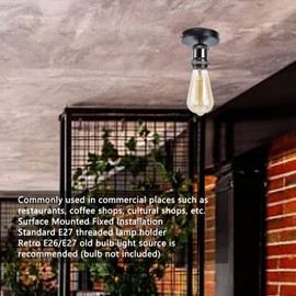 ViaGasaFamido E26 E27 Ceiling Vintage Screw Cap Lamp Holder Vintage Lamp Holder Ceiling Lamp Holder with Accessories for Home Kitchen Bedroom Living Room 100-240V Black