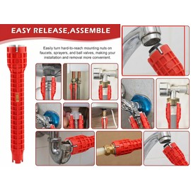 MayzainAMZ 14-in-1 Multi-Functional Sink Wrench & Faucet Tool - All-in-One Plumbing Wrench for Toilet, Bathroom, and Kitchen Installation, Repair & Removal