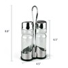Oil and Vinegar Dispenser Set with Stainless Steel Holder,Clear Glass