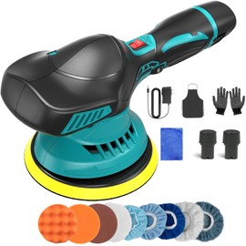 Cordless Car Buffer Polisher, 6 Speed Adjustable Polisher with 2x2000mAh 12V Batteries Powerful & Portable Orbital Polisher, Cordless Polisher for Car Detailing/Waxing/Polishing/Scratch Removing
