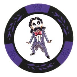 Hokushin Trading Casino Chip Marker Purple Diameter 1.6 inches (40 mm) S Village Dance Hand Painted Illustration Caricature MK0213