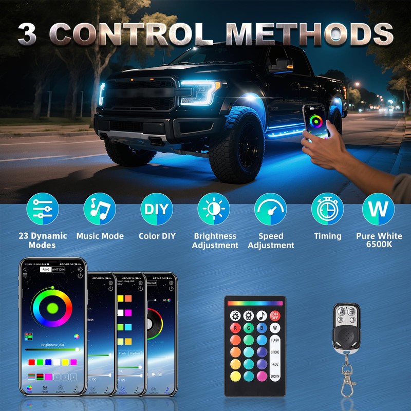 12 Pods RGBW LED Rock Lights for Trucks UTV Golf