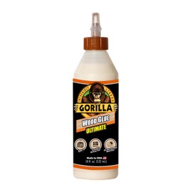 Gorilla Gorilla Ultimate Waterproof Wood Glue, Natural Wood Color, 18 Ounce (Pack of 1) - Waterproof for Indoor or Outdoor Projects and Repairs