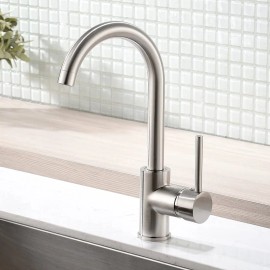 FLG Single Hole Hot Cold Water Mixer Sink Kitchen Faucets Modern Kitchen Taps Brass Kitchen Mixer SinkColor: brush, Surface Finishing: Blackened