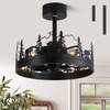 Rustic Ceiling Fans with Lights and Remote, Black Caged Ceiling