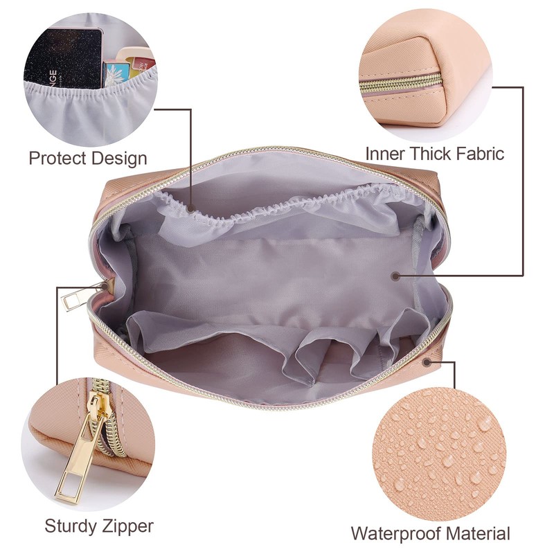 Small Beige Cosmetic Bag, beige