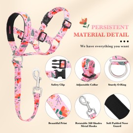 DOMIGLOW No-Pull Dog Headcollar - Adjustable Head Halter Collar for Dogs, Padded Gentle Leader to Stop Heavy Pulling on The Leash, Anti-Pull Training Muzzle for Easy Control on Walks (Pink, Medium)