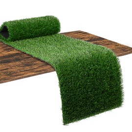 XLX TURF Grass Table Runner 12 x 90 Inch, Green Artificial Table Centerpiece Decor for Wedding, Birthday Party, Banquet, Baby Shower
