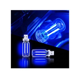 2 PCS Car USB Night Light Bulb, USB Touch Light for Cars, Car Lights Interior, Portable Mini Glass Bottle LED Bulb Night Lights for Vehicle Bedroom Hallway Camping Holiday Decoration (Blue)