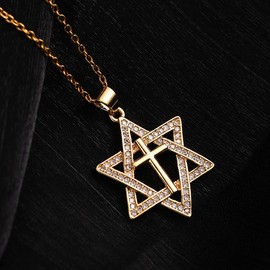 MidSmile Star of David Necklace: Cross Necklace y2k | Six Point Star with Cross Necklace, Gothic Jewelry Gift for Women