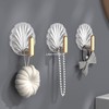 9PCS Self Adhesive Hooks Plastic Seashell Decorative Wall Mounted Bathroom