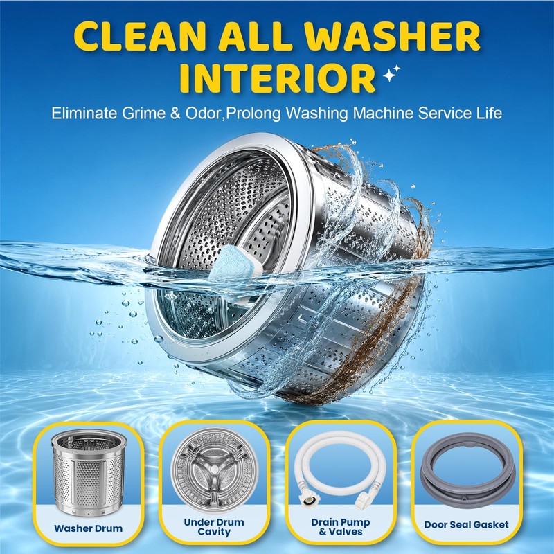 32 Pack Washing Machine Cleaner for Pet Owners, Natural Enzymes