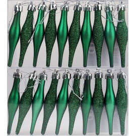 BWG 20 Christmas Tree Tear Drop Droplet Baubles Decorations - Emerald Green