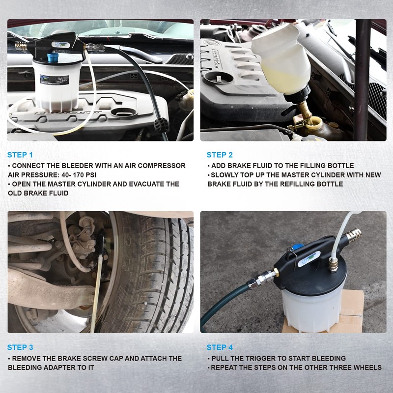 SMOTIVEPRO Pneumatic 2L Vacuum Brake Bleeder Fluid Extractor Pump Kit,Hands-Free