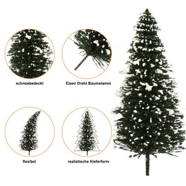Evemodel Model Track Snow Fir Trees Snow-Covered Trees for Winter Village Landscape for Home Christmas Decoration (30 Pieces 80 mm)