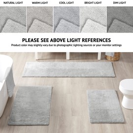 Beautyrest Plume Reversible Cotton Bathroom Rug, Medium Pile Feather Touch, Soft, Plush, Luxurious Bath Mat, Absorbent, Quick Dry, Spa Quality Shower Room Décor, 24"x 72", Grey