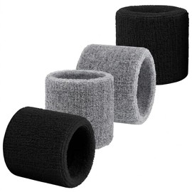 4 pcs Sweat Bands,Wristbands,Sweat Bands for Men Women,Soft Absorbent Terry Towelling Wrist Sweatbands for Badminton,Tennis,Gym,Basketball,Running(Cotton)