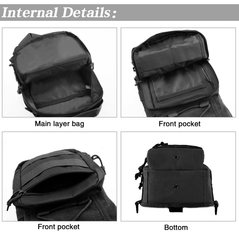 LIMHOO Tactical Sling Bag Backpack Shoulder Bag no USA Flag