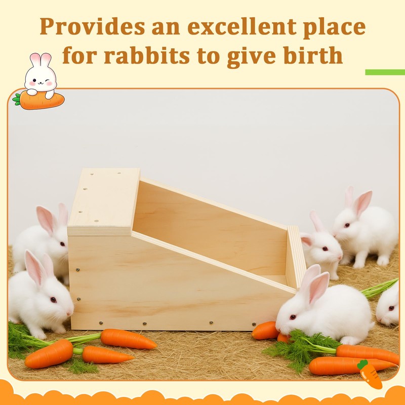 Maxcheck 1 Pack Wood Rabbit Nesting Box, 14x8x8 Inch Wooden