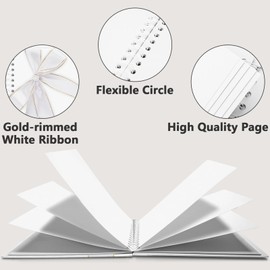 Vienrose Scrapbook Photo Album, Memory Book, Wedding Album, DIY Scrapbook, 28x20.5 cm, 80 Pages, Hard Kraft Paper Cover with 3 Corner Stickers, Ideal for Travel Journals, Baby Records White