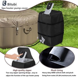 Bitubi Hot Tub Spa Heater Pump Winter Cover, Waterproof Heavy Duty Hot Tub Insulated Pump Cover with Plush Lining for Most Inflatable Hot Tub Spa Heater Pump on Market (Black,Cover only)