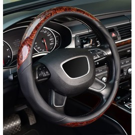 ZHOL 16 inch Steering Wheel Cover Wood Grain, Compatible Large-Size for F150 F250 F350 Ram 4Runner Tacoma Tundra Range Rover Model Car Accessories for Women Men