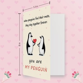 OJsensai Cute Penguin Valentines Day Gifts Cards for Him Her, Romantic Wedding Anniversary Card for Wife Husband Girlfriend Boyfriend, Love Card, You Are My Penguin
