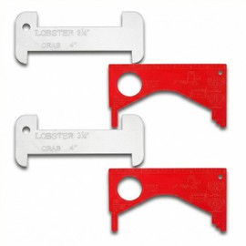 Chapou 4 Pcs Aluminum Lobster and Plastic Crab Gauge Set 2 Aluminum Lobster Crabs Rulers 2 Red Crab Measurement Tools for California Maine Measures Lobsters 3-1/4", Crabs 4" 5-3/4'' 6-1/4'' Gauge