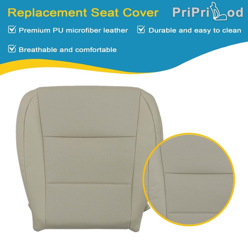 Priprilod Tan Perforated Microfiber Leather Driver Side Bottom Replacement Seat