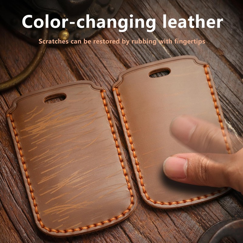 for GMC Leather Key Fob Cover with Keychain,Premium Leather Key