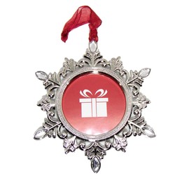 Studio Decor Silvertone Snowflake Shaped Photo Frame Christmas Ornament Photo Metal and Rhinestones
