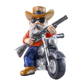 Resin Daggersnatcher Dwarf Motorcycle Rider Sculpture with Retro Details-Unique Business Gift for Cozy Living SpacesColor: Blue, Size: One Size