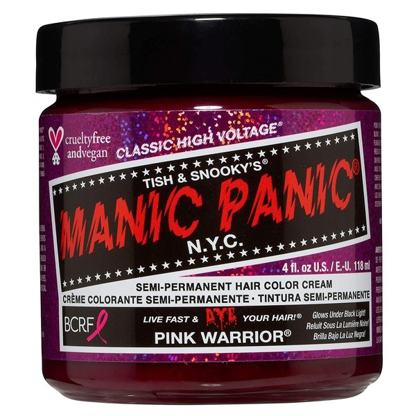 Manic Panic Hair Dye Semi-Permanent Hair Color 4oz (72 Pink Warrior)