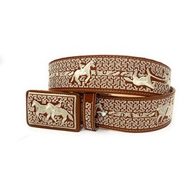 Men's Western Embroiderer Cowboy Rodeo Belt, Cinto Charro Bordado Cinto Suertes Charras Vaquero Plateado (42, Natural)
