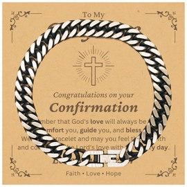 DARIN GIFT To My Only One Cuban Link Bracelet Gifts For Only One - God's Love Will Always Be There - Catholic Christian Baptism First Communion Confirmation Christmas Gifts