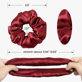 LILYSILK Silk Hair Scrunchies/Ties for Frizz & Breakage Prevention, 100% Mulberry, No Damage, Elastic ponytail Holders, 1Pc, Claret