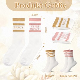 WDFCN Stag Party Women 4 Pairs Team Bride Socks Cotton Gold Bridal Socks Wedding 3 Pink Jga Accessories Wedding Gift for Women Bridesmaid Gift, Gold/rose yarn, One size fits all