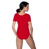 Aquarti Ladies Ballet Leotard Short Sleeve Gymnastics Dance Bodysuit Red