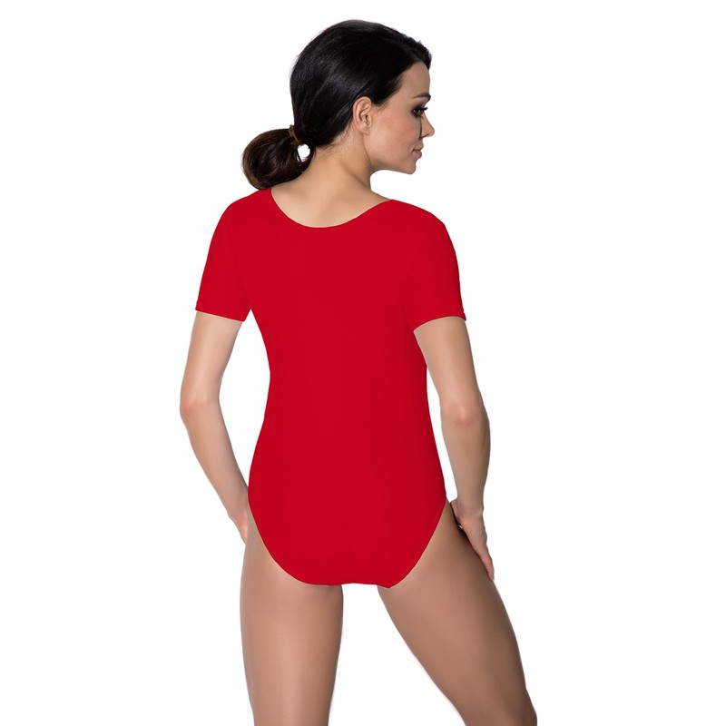 Aquarti Ladies Ballet Leotard Short Sleeve Gymnastics Dance Bodysuit Red